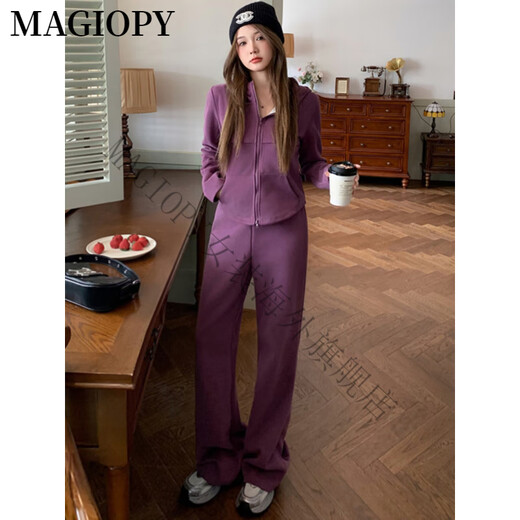 Magiopy International Luxury High-End-Marke Salt-Salt-Salt-Lässer-Sport-Sport-Set 2025 Spring Slim Modelle Purple Jacket Purple Two-Tiefe Set S (100jin [Jin gleich 0,5 kg]))
