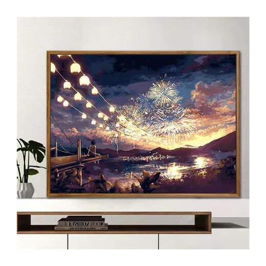 Miaopu Lesam Digitalöl Malerei Handgefertigte DIY-Hochdifferschaft Klavier Familie Malvorlagen Malvorlagen Malvorlagen Geschenklichter zuerst im Wohnzimmer ZL693 Freizeitvilla 40*50 Rahmen (Schwarz-Weiß-Gold) Farbnoten x Individuum Individuum