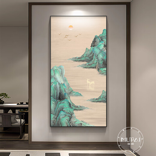 Huili de Qianli Jinshan Decoración de imágenes Murales de paisaje de alta gama Nuevo corredor de estilo chino Pintura colgante Qianli Jiangshan Un estilo 90*180 Pintura de luz LED (Inserto directo inteligente + control remoto) 3527