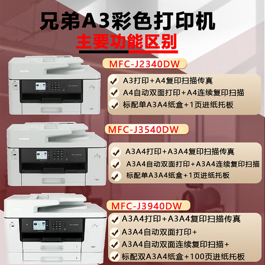 兄弟（brother） MFC-J3940DW 彩色喷墨打印机一体机a3a4复印扫描传真双面无线办公 高配款【J3940DW：A3全双面四合一+全双面】 官方标配【含原装墨盒4色一套】
