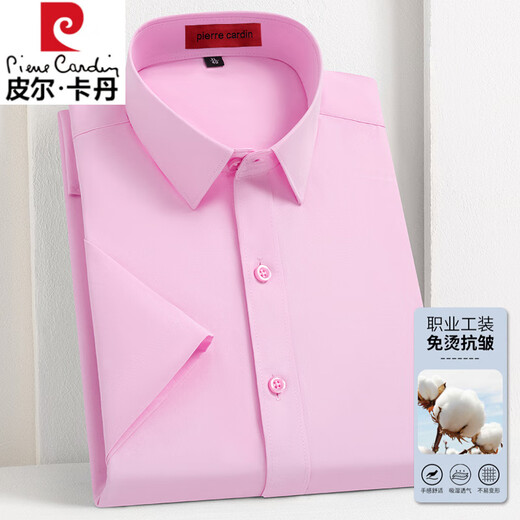 Pier Cardin high-end long velvet cotton short-sleeved T-shirt men's summer 2025 new skin-friendly middle-aged business casual anti-wrinkle-free shirt Twill sky blue 9201T 39 [Suggested 100-110Jin [Jin equals 0.5 kg]]