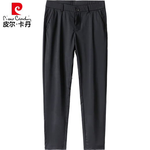 Pierre Cardin Spring y Autumn Nuevos pantalones casuales para hombres Pantalones de negocios de alta gama de nueve puntos Altos pantalones de pies delgados de alta resistencia a los pies delgados 1098 Pantalones de cultivo negro regular 28