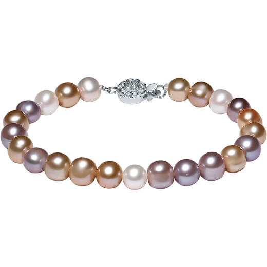 Saturday blessing S925 silver rose color pearl bracelet birthday gift X1913406 about 7mm 17cm