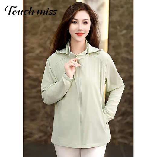 
Tachimis TOUCH MISS light luxury fashionable simple sun protection jacket for women 2025 summer new thin loose breathable casual and versatile sportswear milk apricot color L 80-105Jin [Jin equals 0.5 kg]
