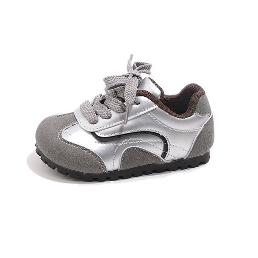 Terranis Yangma recommends 2025 spring and autumn new infant soft-soled non-slip toddler shoes for 0 to 3-year-old male baby casual silver 16_inner length 10.5cm