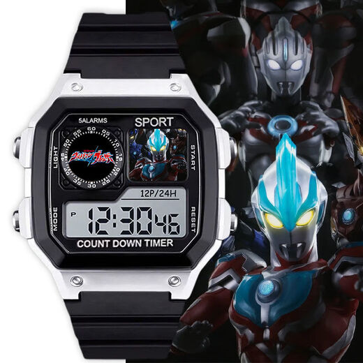Ultraman SHF Electronic Watch Sports Digital Watch Модель ученика средней школы с будильником [Стильный серебряный черный] -d5155 Электронные часы [Импортированное движение + сверхпрофильное резервное значение] Подарочная коробка]