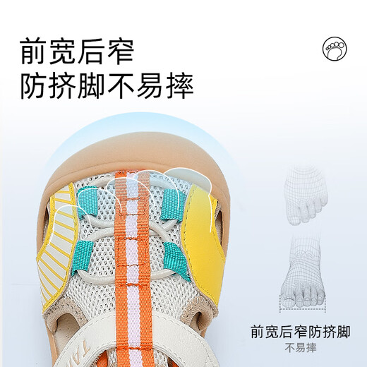 泰兰尼斯夏季新款婴幼儿步前鞋透气学步童鞋机能鞋女宝防滑凉鞋白/黄20