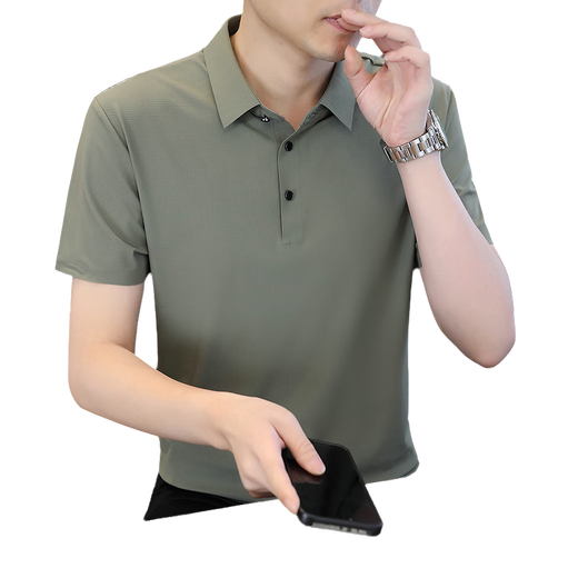 皮尔卡丹（pierre cardin）冰丝无痕Polo汗衫男短袖t恤男士夏季速干高端纯色休闲翻领半袖T恤 6629中灰色 M (约90-110斤可穿)