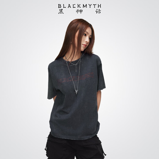 Black Myth Guangzhi short-sleeved T-shirt Black Myth Wukong official peripheral clothing Men and women same style print casual and loose L
