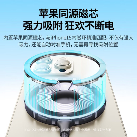 绿联苹果无线充电器 支持MagSafe 磁吸快充iPhone15ProMax通用苹果15/ 无线充电器星光银15673