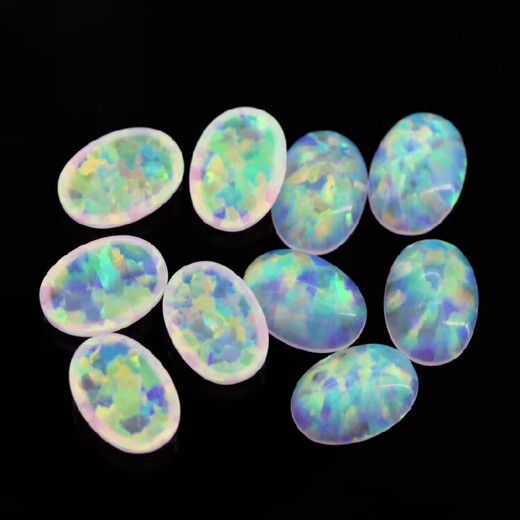 Everlasting Leaf Opal Stone Egg Shape Flat Bottom Plain Artificial Gemstone OPAL Oval Ring Face 10*12mm