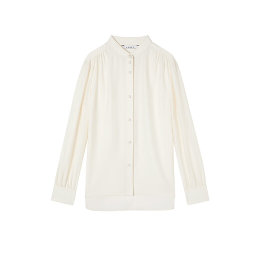 LANCY 100% mulberry silk autumn new temperament high-end silk stand-up collar long-sleeved shirt for women off-white M