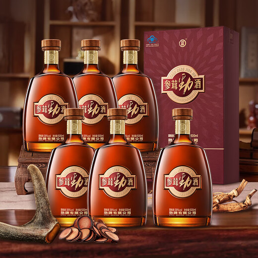 Jin brand 38% ginseng and antler wine gift box, Spring Festival gift box, high-end gift collection, self-drinking, wine holiday gift, 38% 500mL 6 bottles, 6 bottles of ginseng and antler wine in box