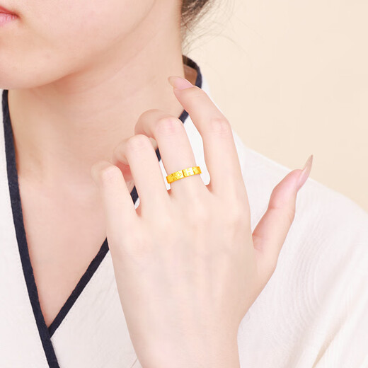 Китай Gold 5G Hard Gold Jiyan Lucky Gold Ring Solid Gold Fit Gold Gift кольцо кольца моей подруги подарка жены джиан [14#] Золотой вес около 5,4 г (возврат средств меньше и больше дополнений)