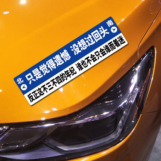 魔阀壳指示牌路牌文字车贴个性创意情感励志语录划痕汽车装饰贴纸 LSQ6616生活明朗 万物可爱