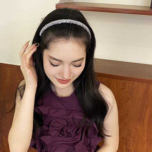 Hua Shi can break the hair and arrange the artifact drill headband for women with bangs hair non-slip headband short hair hairpin 2023 new style 3# random diamond toothed headband - silver