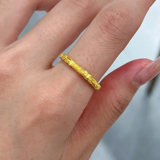 Luowei Baoge gold curly grass pattern couple rings, a pair of women's Bauhinia flower 999 pure gold 520 Valentine's Day gift for girlfriend, Bauhinia flower ring No. 19 ring about 1.2g