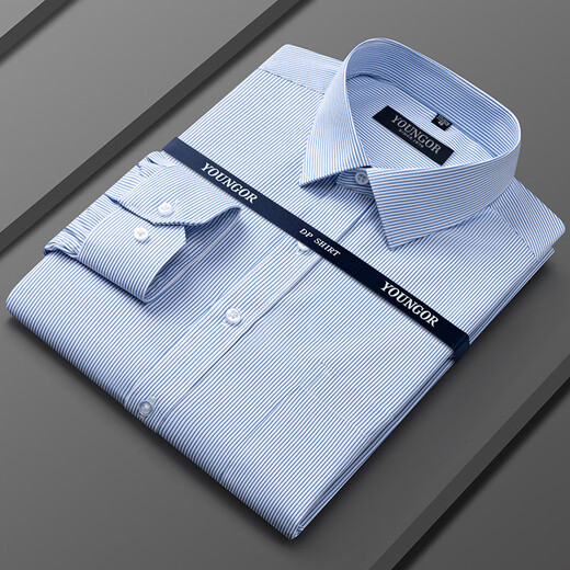 Bürgermeister Yager Herren 100% reines Baumwoll-Langarm-Shirt 2025 Sommer Neugeschäft Casual Professional tragen kostenlos 6630 [Blue Star] 38 [Vorgeschlagen 100-120 Jin [Jin gleich 0,5 kg]]