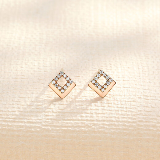 Chao Acer rhombus 18K gold diamond stud earrings for women color gold rose gold earrings for girlfriend birthday gift TK