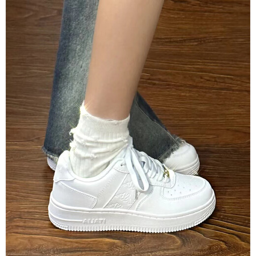 Chaussures féminines Kappa Chaussures selles épaisses pour femmes 2025 Automne Nouvelle semelle douce Chaussures décontractées pour les femmes Sports polyvalents Chaussures blanches pour femmes Egret White 38 (235 mm)
