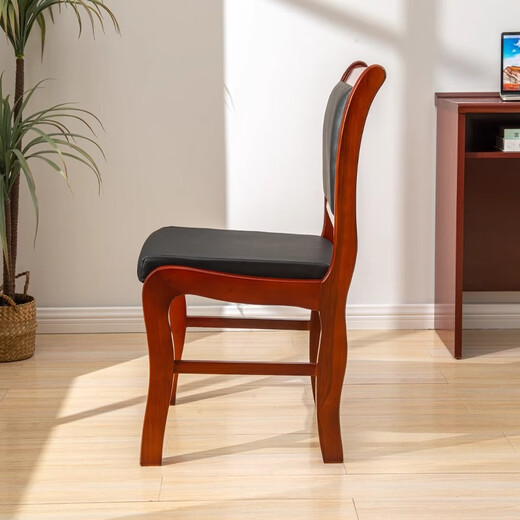 Shanwei Solid Wood Office Conference Chair Wooden Leather Training Staff Chair Before Class Study Chair Solid Wood West Leather Curved Leg Model