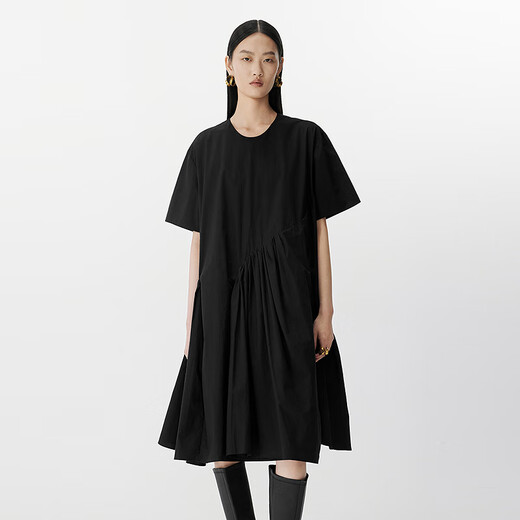 JNBY/Jiangnan Buyi Robe d'été à manches courtes et col rond ample 5P4G13790 Mi Kaki L