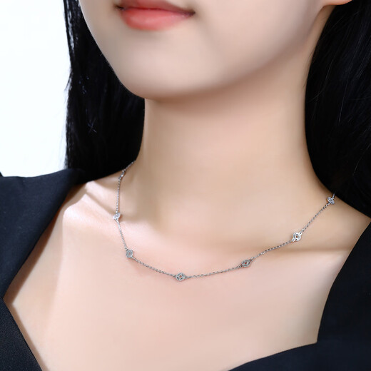 Jinzhifu inheritance platinum chain for women fish scale copper coin PT950 copper coin and gold coin pendant necklace for girlfriend and wife birthday gift fish scale copper coin chain about 5.1 grams