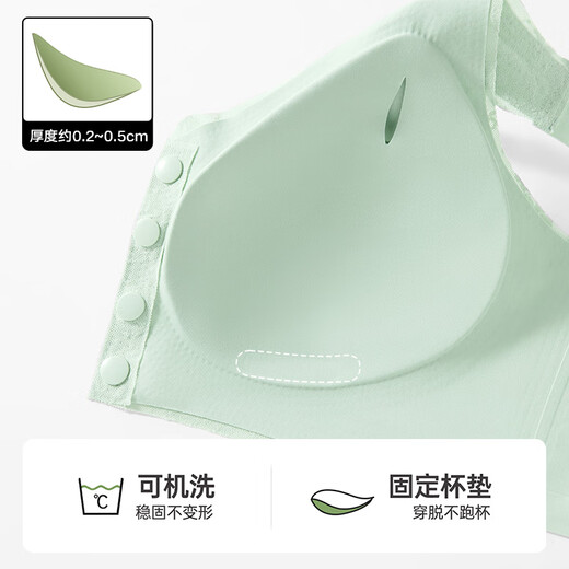 莫代尔妈妈内衣前扣文胸中老年妇女专用聚拢无钢圈舒适夏薄款大码胸罩 (高贵绿+香槟色) M