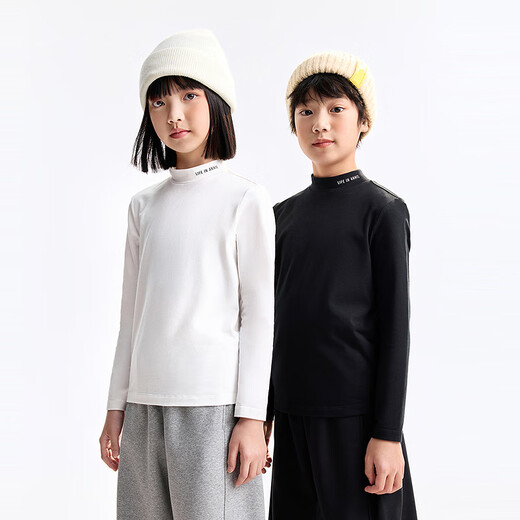 Annil Annil children's clothing for boys and girls mid-collar long-sleeved T-shirt 2025 autumn new solid color bottoming shirt