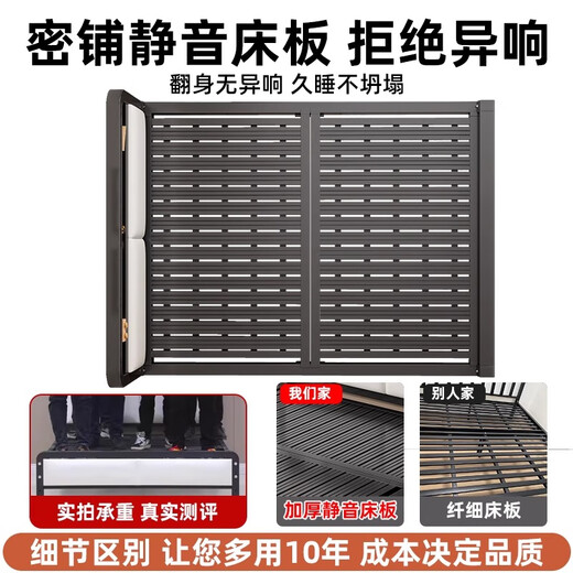 Kehu Bed Iron Bed Double Bed 1.5x2m Iron Frame Bed Household Iron Bed Frame Black Bed Frame High Tail White Soft Pack Popular Model 1.5*1.9/2.0m Default 2.0