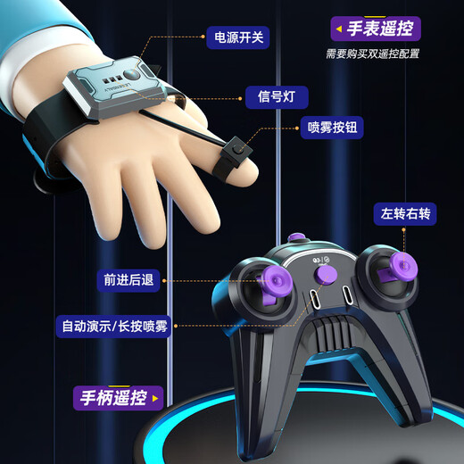 柏思乐儿童玩具遥控汽车可漂移遥控坦克手势感应玩具男孩3-6-12生日礼物 【双控版】喷雾遥控坦克 绿 2组锂电池-120分钟续航
