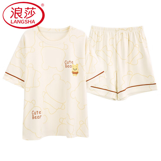 LangSha pajamas (LangSha) women's summer pure cotton shorts can be worn on the outside 2025 new cotton home clothing set 9885 Brand pure cotton M Recommended 80-100Jin [Jin equals 0.5 kg]