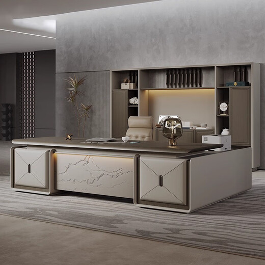 Kong Qiu Mingge New Chinese style high-end CEO desk boss desk Chinese antique style desk executive desk office chairman executive desk 2.4 meters boss desk (borderless cabinet)