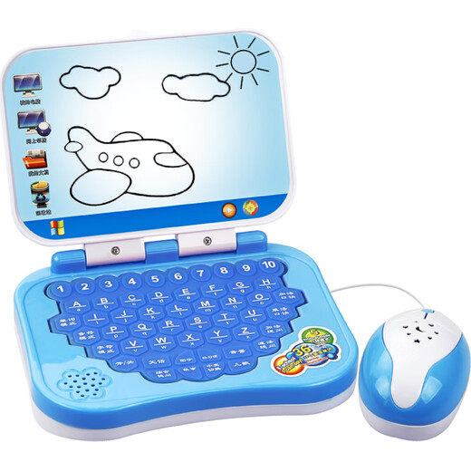 Gift de la journée pour enfants mignonne pour les enfants Machine d'éducation précoce des enfants pour les enfants apprenant et entraînant un écran d'ordinateur d'ordinateur d'ordinateur portable pour bébé en poudre d'ordinateur plat + 2 brosses (version de charge)