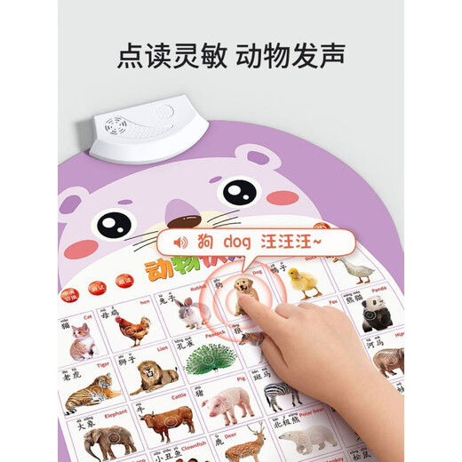 Audio early education hanging pictures baby click reading vocals and literacy books, learning to speak, hanging paintings, wall stickers, children's toys 2676 [3 photos combination] Vegetables and fruits + know animals +
