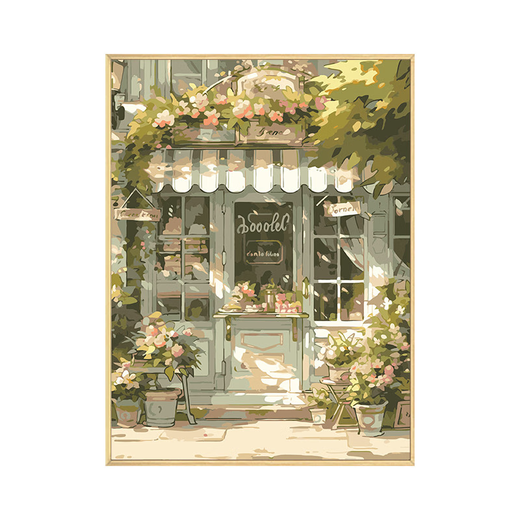 三栖虎街边咖啡屋数字油画diy填充填色手工绘画画风景丙烯油彩画 qx15054 30x40cm加厚实木内框 高亮颜料+专业油画布+多支画笔+挂墙配件