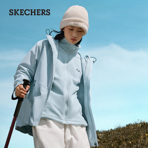 Skechers Rubik's Cube series men's and women's three-in-one polar fleece jacket jacket L424W168 baby light blue/022G/women's L