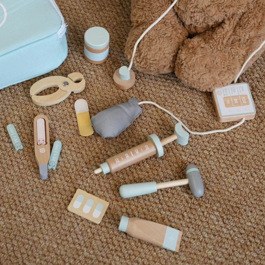 Figani Children's Solid Wood Doctor Toy set pour jouer à la maison stéthoscope bébé fille garçon cadeau d'anniversaire