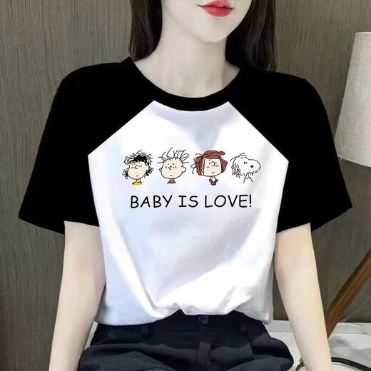 Fhhuabd Camiseta de manga corta para mujeres mangas raglán empalmando verano 2025 Nuevo estudiante versátil con grasa suelta mm top A-9923 m