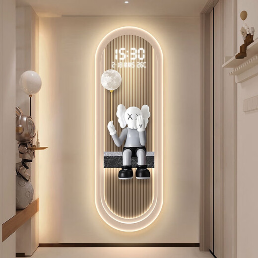 Yonghuan Modern Light Luxury Salon Perpetual Calendar Electronic Wall Horloge 2025 Nouvelle entrée haut de gamme Entrée verticale Vertical Stripe Clothing 14699 [Avec affichage numérique Horloge silencieuse] 70x10cm LD PEINTURE LIGHT MODÈLE DE RÉSOLIÈRE COMMAN [ÉCRAN-AFFICHAGE numérique + Lumière chaude] Standard Standard