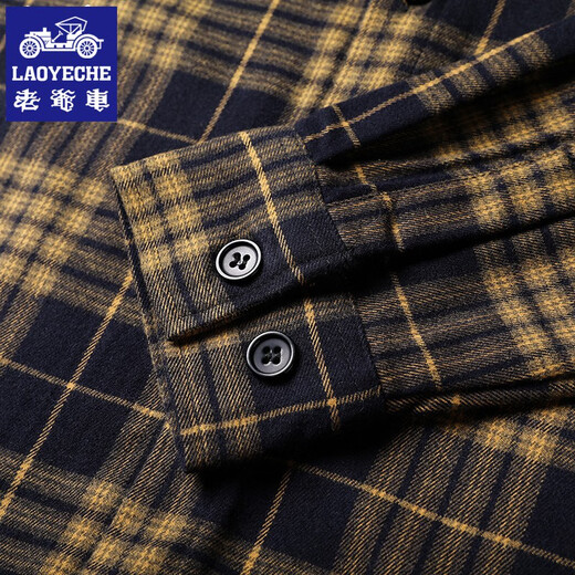 Klassiker Car Frühlings- und Herbst-Plaid-Hemd-Hemd-Herren-Langarm-Arbeitskleidung Multi-Pocket plus Samt verdickte Männer-Retro-Shirt 9926 plus Samt Single Pocket m