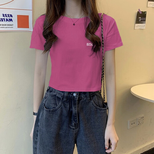 酷章（KUZHANG）2025夏季新款纯棉设计感正肩短款t恤女百搭短袖显瘦小个子上衣潮 ke-693白 M