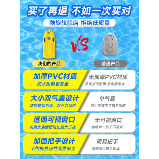 糜鸿 MIEHONE冲浪板儿童水上充气浮板戏水玩具浮床游泳圈训练打 海洋蓝KIDZ款特厚/加固把手3-13