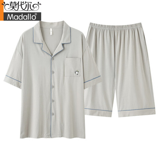 Pyjamas de coton pur pour hommes modaux en été super doux manches courtes revers purs coton de coton jeunesse maison de style printemps et d'été pour hommes 5e5155 [7a Antibactérien Xinjiang Cotton] xl 175 Poids recommandé 140-160jin [Jin équivaut à 0,5 kg]