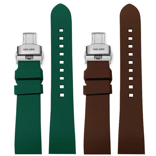 
GIOIO Guzun Watch Strap Original Silicone Waterproof Sweat-proof Pin Butterfly Cuff/6193 Accessories Leather Chain Black Blue 20 [Fluoroelastic] Brown + Gold Butterfly Cuff Strap Interface Width -19mm