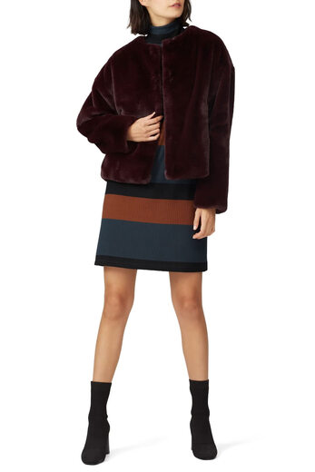 Sanctuary Rent The Runway Faux Fur Jacket Plum Large