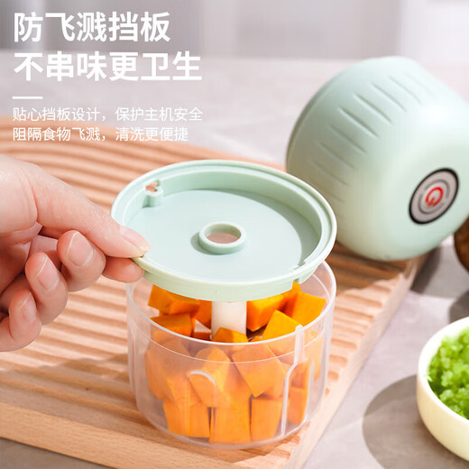 TMJD MISS, durable for ten years, German electric garlic masher, garlic grinder, garlic chili kitchen household fully automatic meat grinder, mint green, strong power, 1 pack, one-button grinding