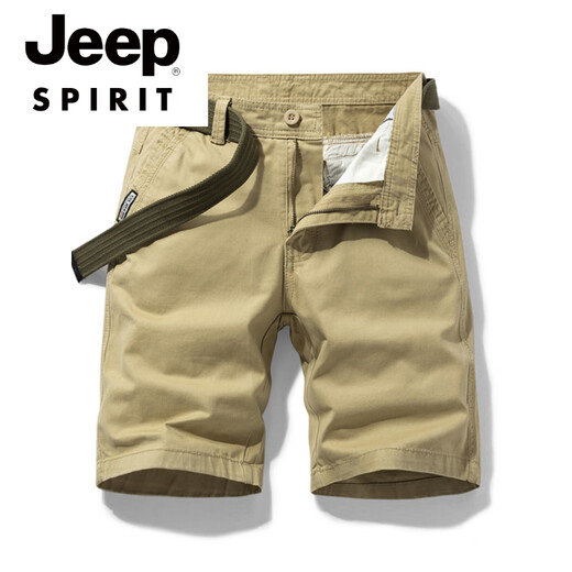 Jeep Spirit Brand preferido Desarrollo de algodón de múltiples bolsillos Pure Shorts Hold Men's Loose Rectivo de cinco puntos 2025 Summer Ins Casual Mid-Pants 17152 Green militar (sin cinturón) 34 2 pies 7 (150-160Jin [Jin equivale a 0.5 kg])