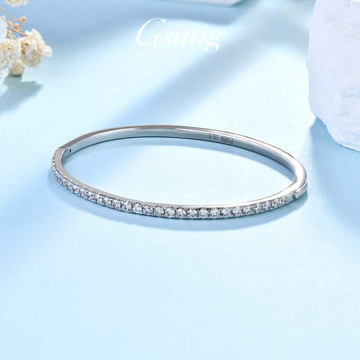 GsunG Platinum Moissanite Bracelet Women's PT950 Pure Platinum Bracelet Noble and Elegant Chinese Valentine's Day Gift for Wife Priced by Gram Contact Before Buying