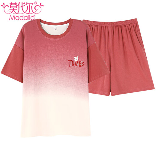 莫代尔纯棉睡衣女夏季新款短袖套装学生夏天全棉小个子女生可外穿家居服 Y9856 M 【75-95斤穿】